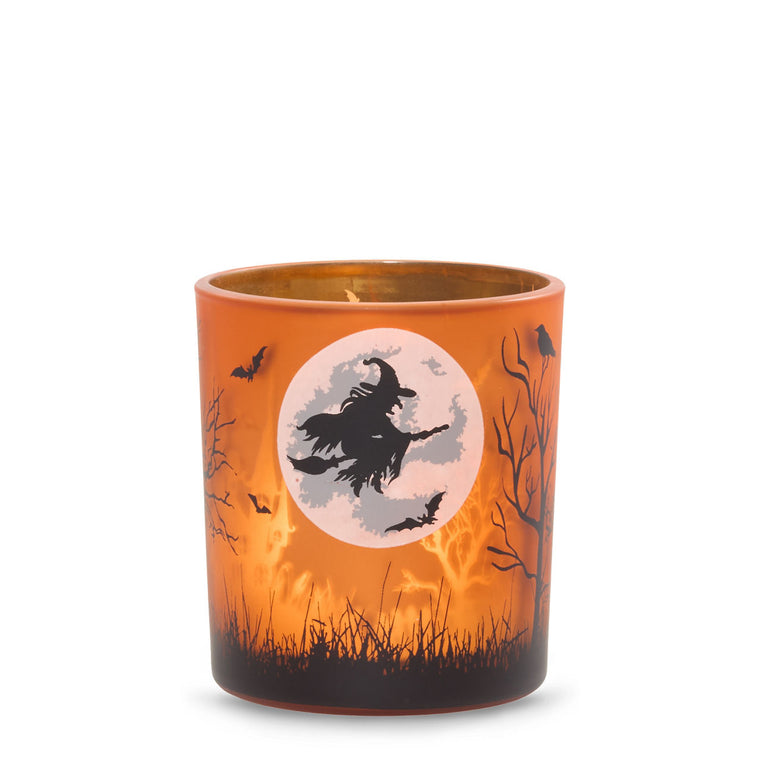 Orange Witch's Moon Tea Light Candle Holder W2