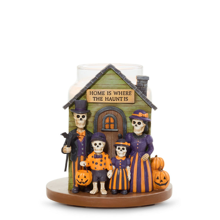 Bonebury Lane Haunted House Jar Candle Holder K8