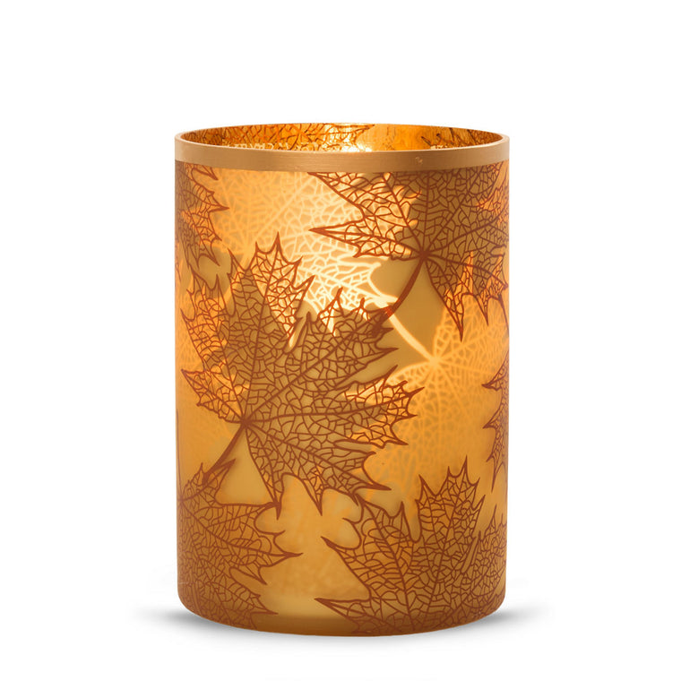 Crackle Leaves Jar Candle Holder F4